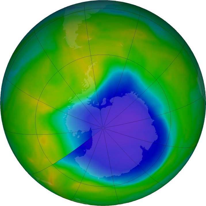 Antarctic ozone map for 17 November 2023